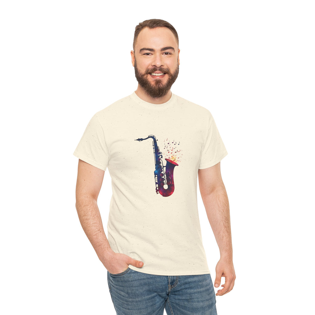 Saxophone Watercolor Tee — Artistic Jazz Instrument Shirt