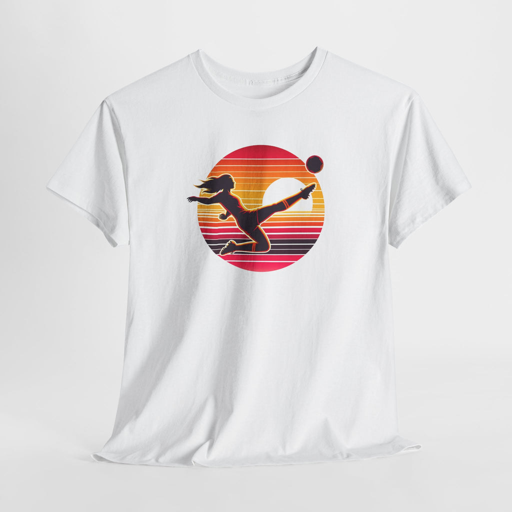 Football Soccer Silhouette Tee — Retro Sunset Football T-Shirt