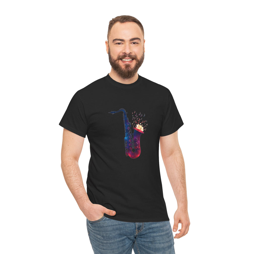 Saxophone Watercolor Tee — Artistic Jazz Instrument Shirt