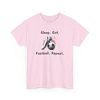 Football Soccer T-Shirt — "Sleep. Eat. Football. Repeat." Youth & Adult Crew Tee