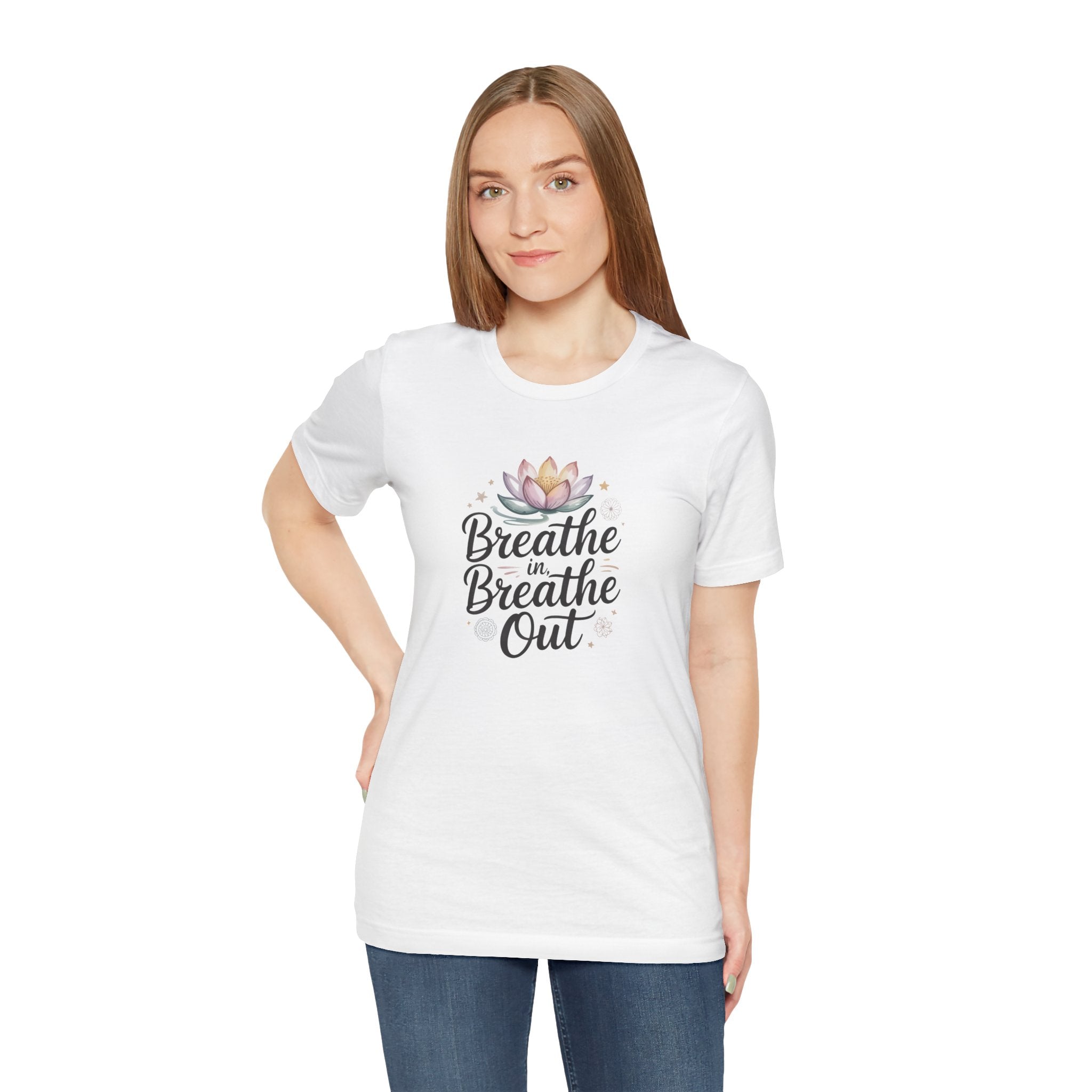 Breathe In Breathe Out T‑Shirt — Lotus Mindfulness Tee for Yoga & Relaxation