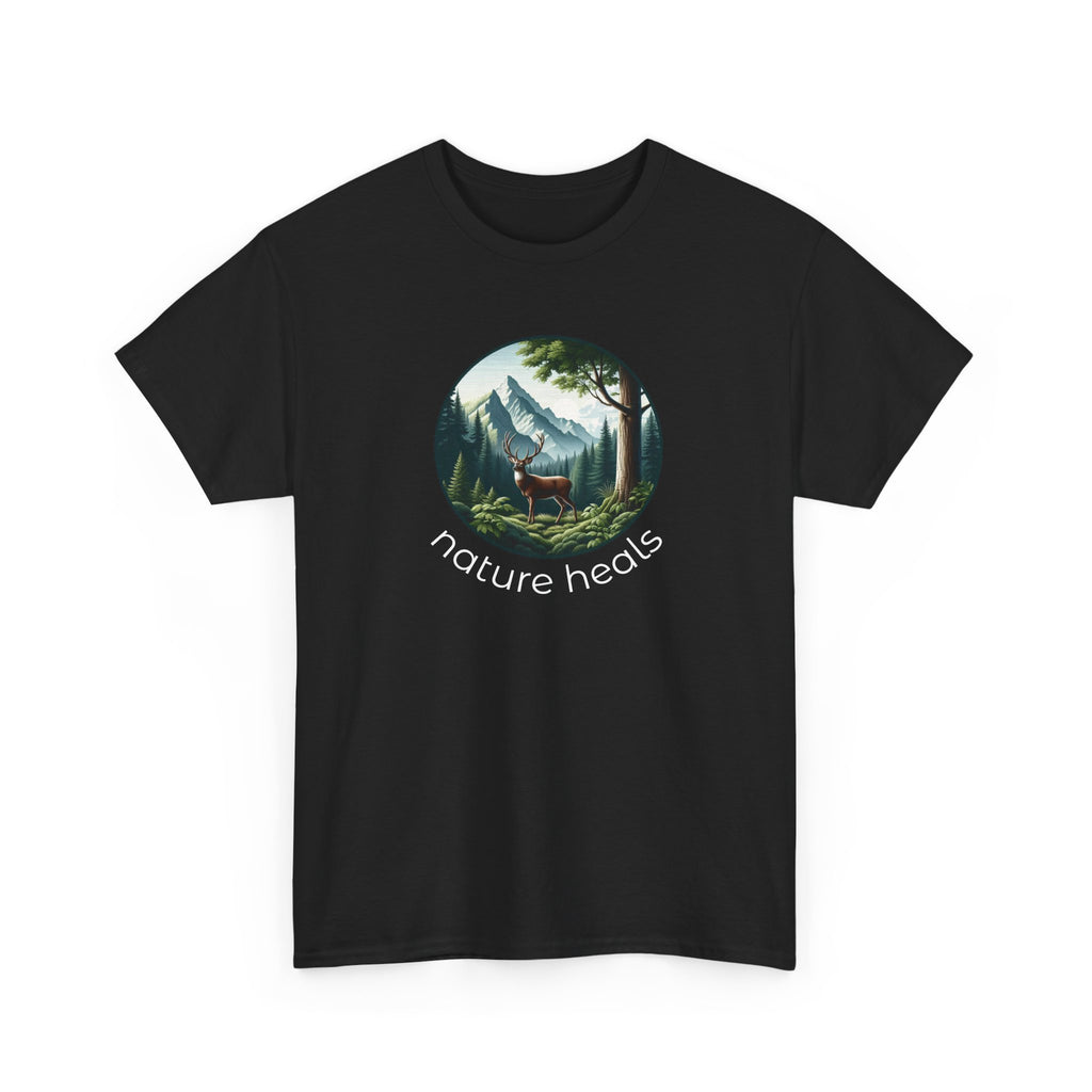 Nature Heals T-Shirt — Scenic Mountain Forest Graphic Tee
