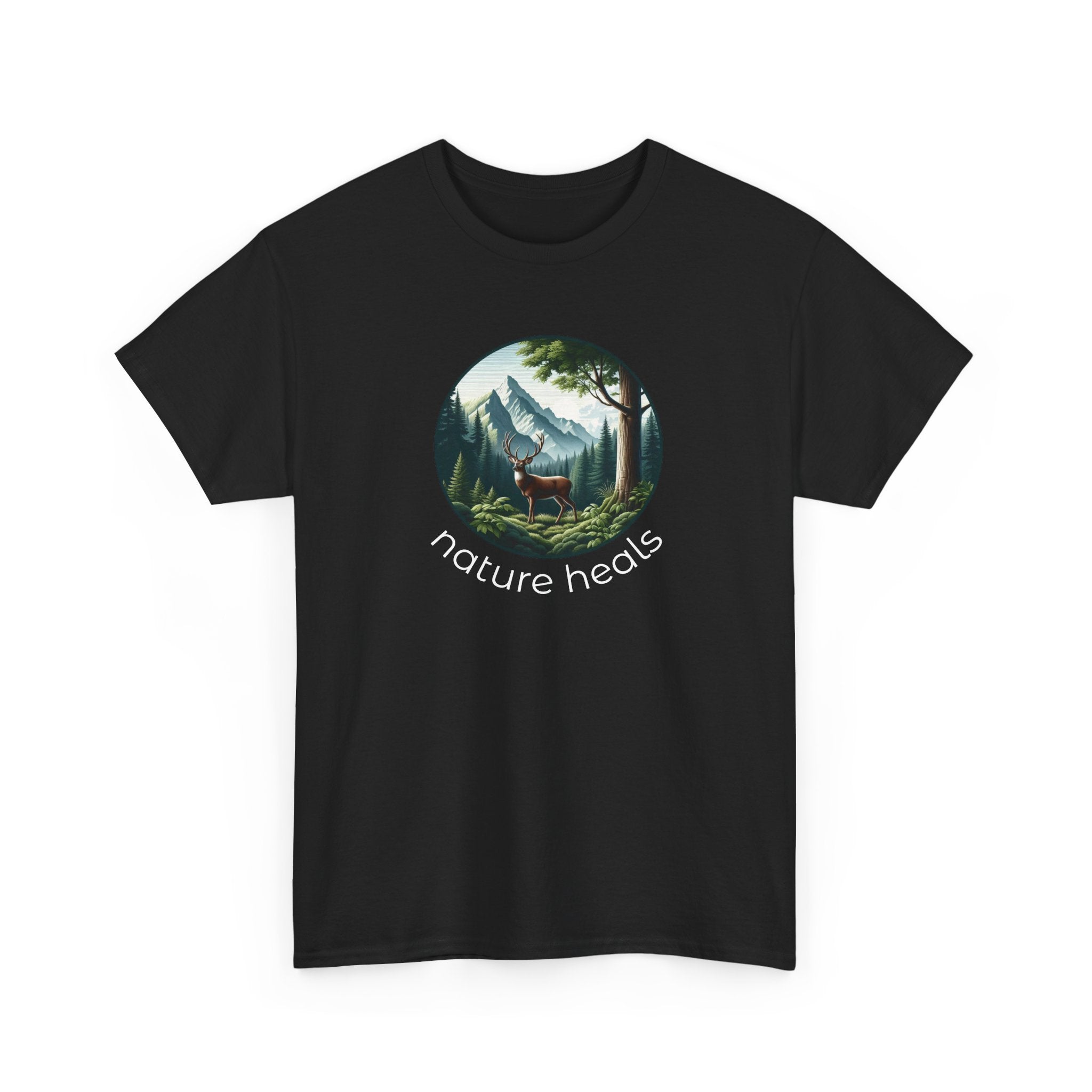 Nature Heals T-Shirt — Scenic Mountain Forest Graphic Tee