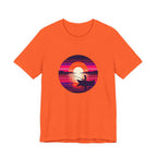 Sunset Fishing T‑Shirt — Retro Ocean Silhouette Tee Woman Fishing