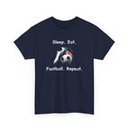 Football Soccer T-Shirt — "Sleep. Eat. Football. Repeat." Youth & Adult Crew Tee