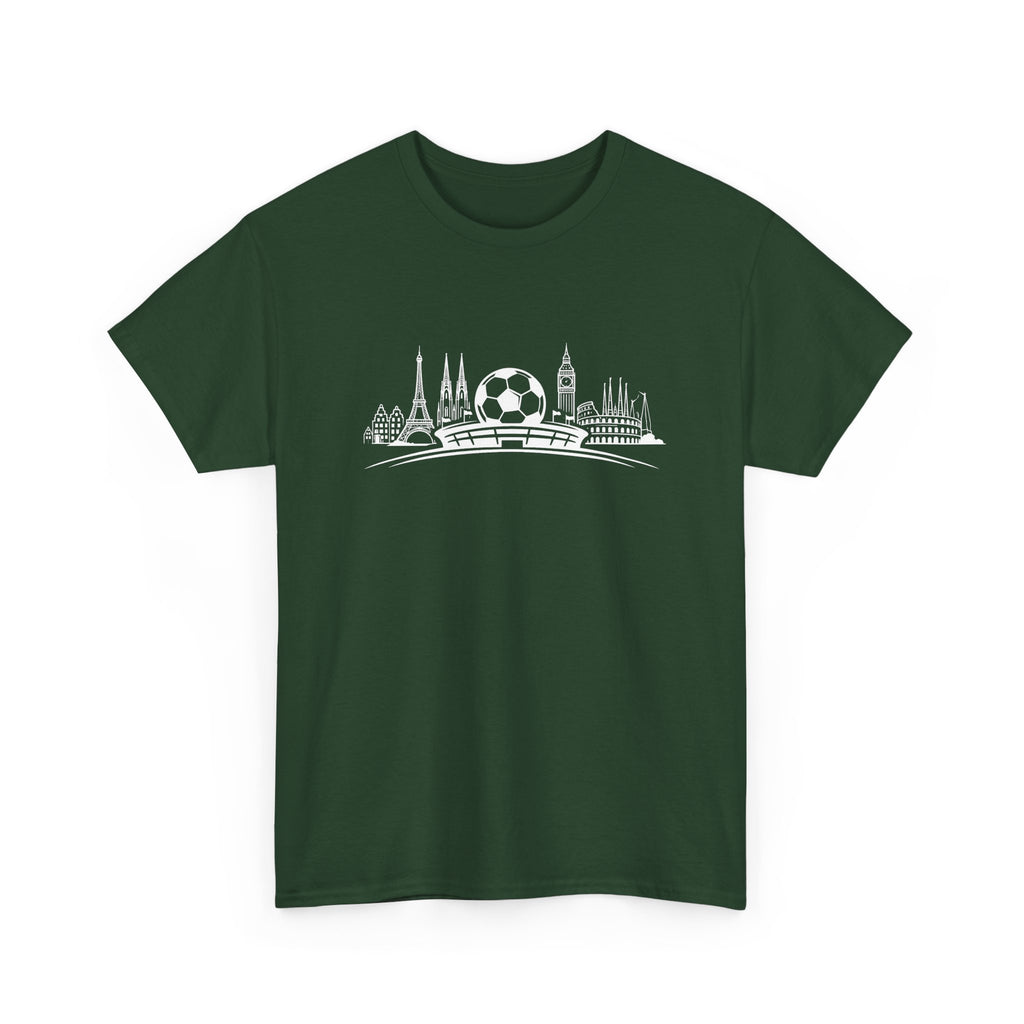 Soccer Stadium Skyline T‑Shirt — City Landmark Football Graphic Tee