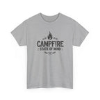 Gray t-shirt with 'Campfire State of Mind' text on a white background
