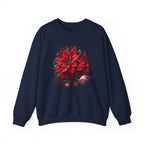 Poinsettia Wreath Crewneck Sweatshirt — Holiday Floral Christmas Sweater