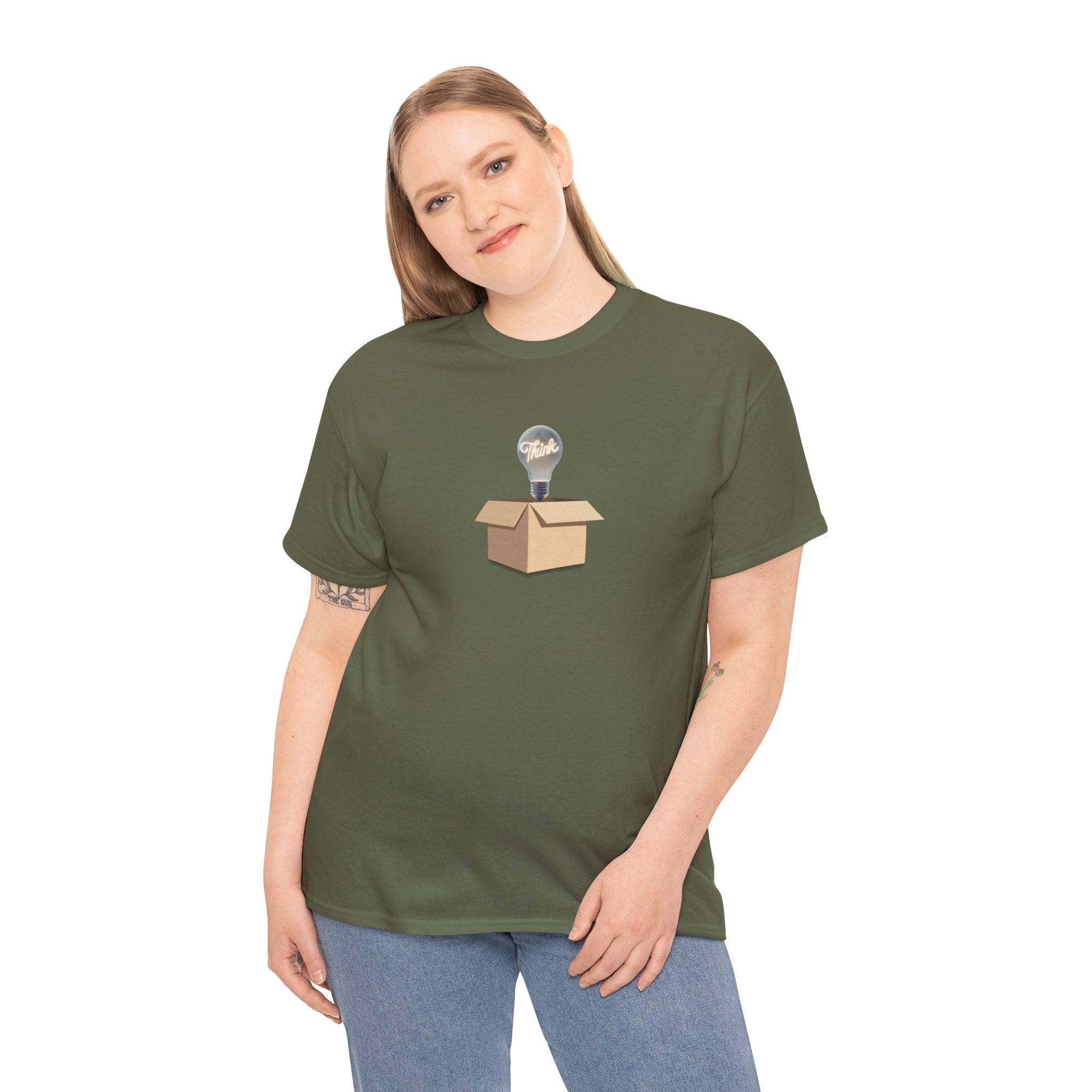 T-Shirt — Lightbulb Idea Think Outside The Box Graphic Tee