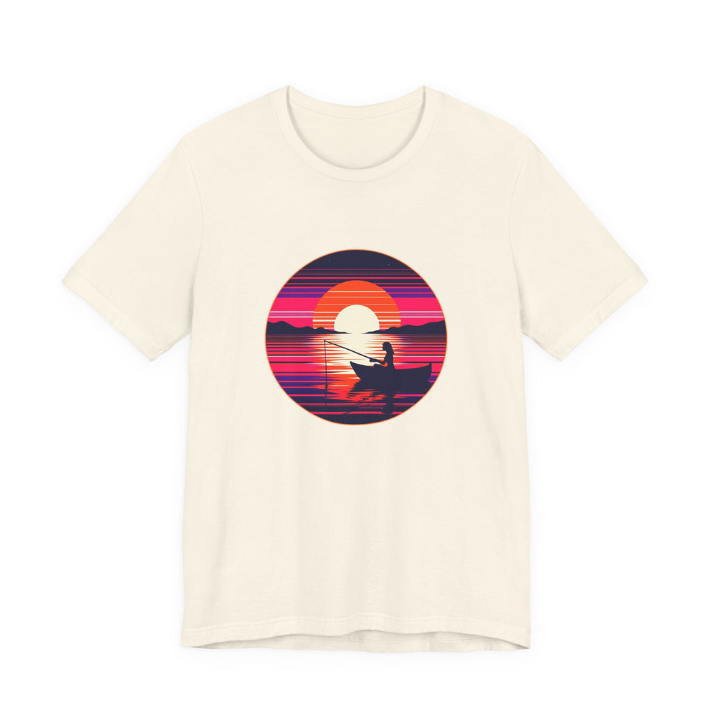 Sunset Fishing T‑Shirt — Retro Ocean Silhouette Tee Woman Fishing