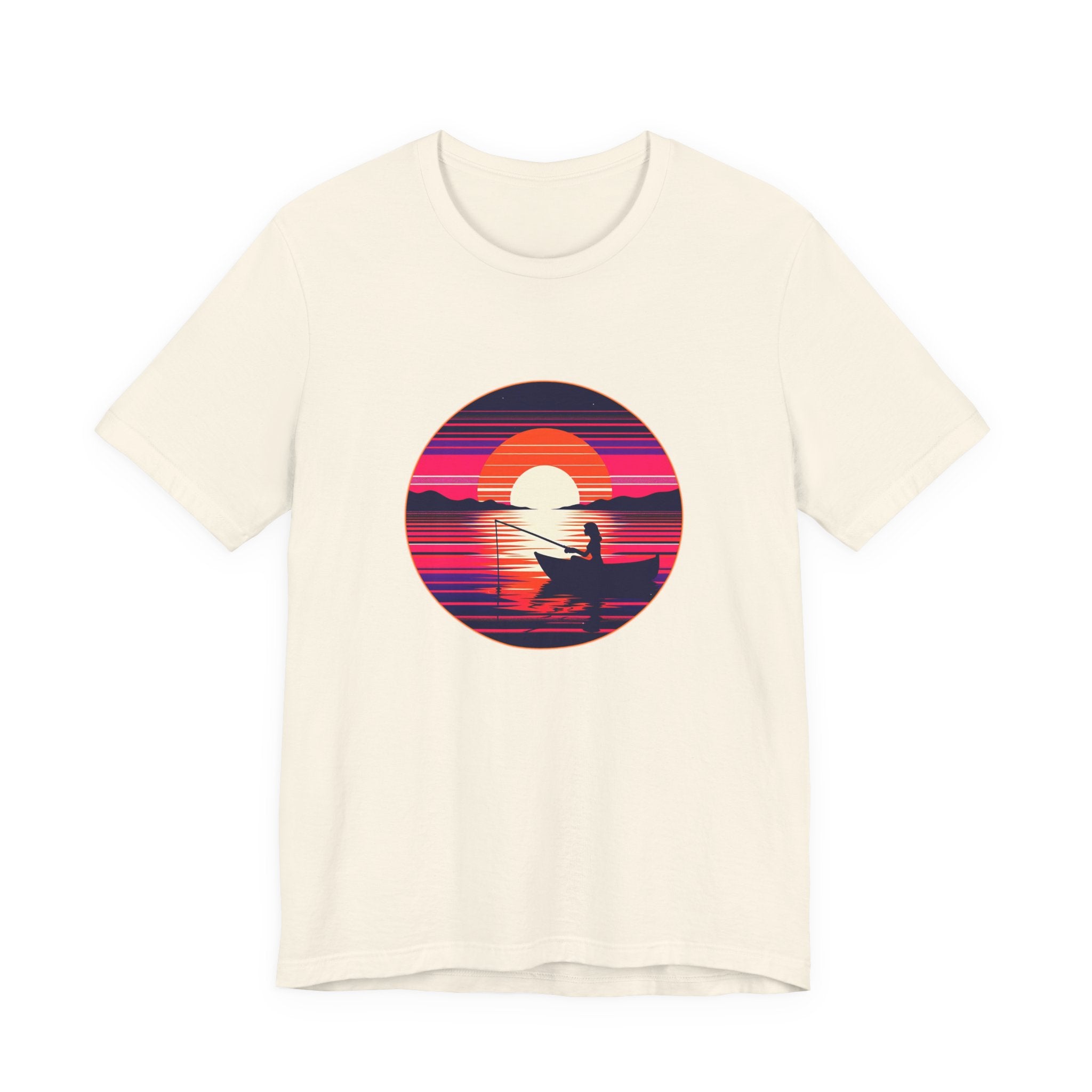 Sunset Fishing T‑Shirt — Retro Ocean Silhouette Tee Woman Fishing