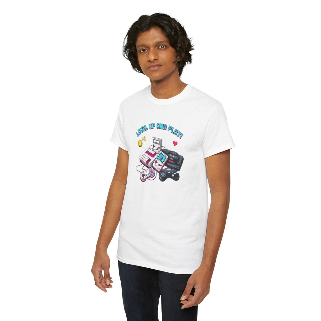 Level Up Retro Gaming T‑Shirt — Vintage Game Console Graphic Tee
