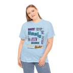 Millennial Graphic Tee — 'Basic' Buzzword Collage: Salty, Spilling the Tea, I Can't Even, SLAY