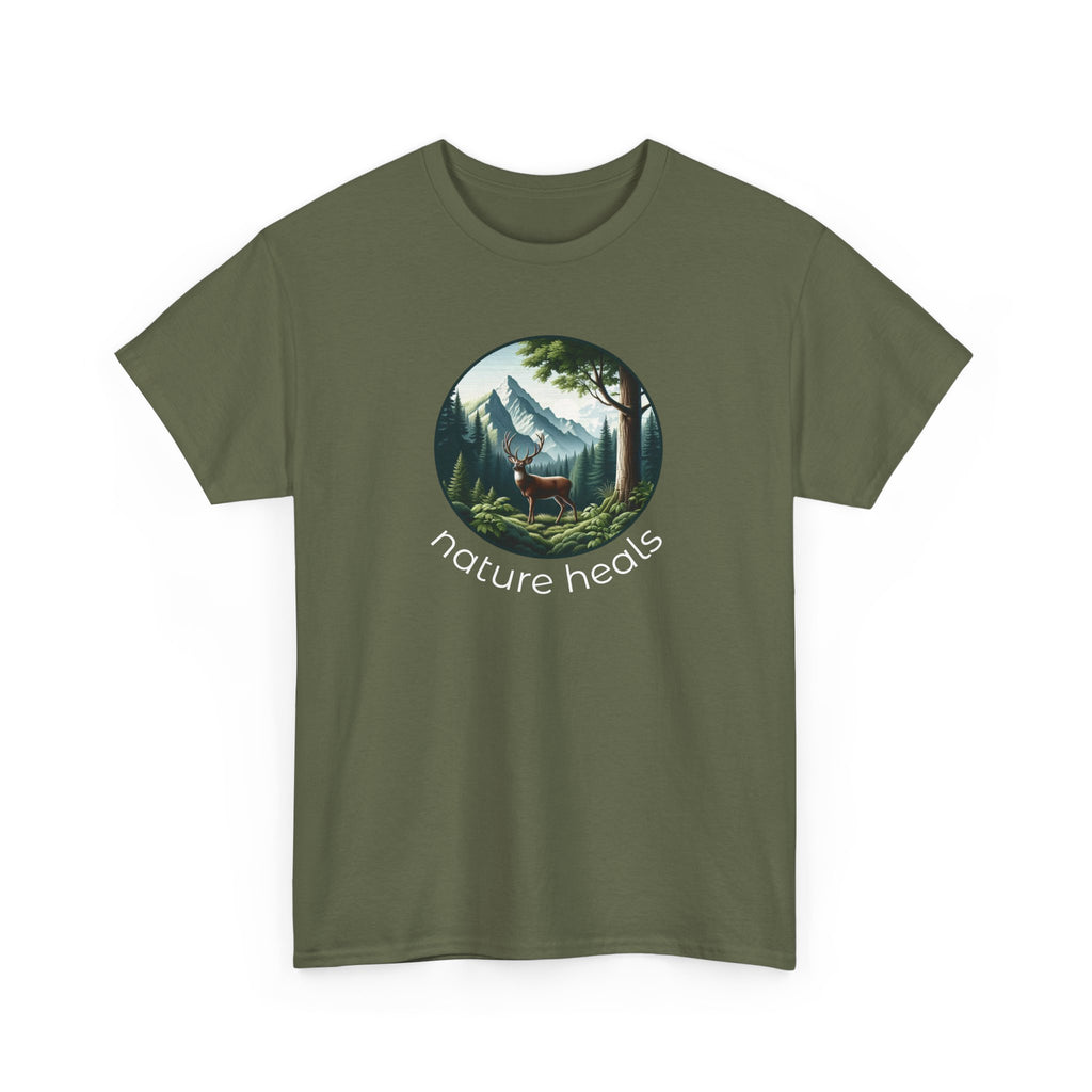 Nature Heals T-Shirt — Scenic Mountain Forest Graphic Tee