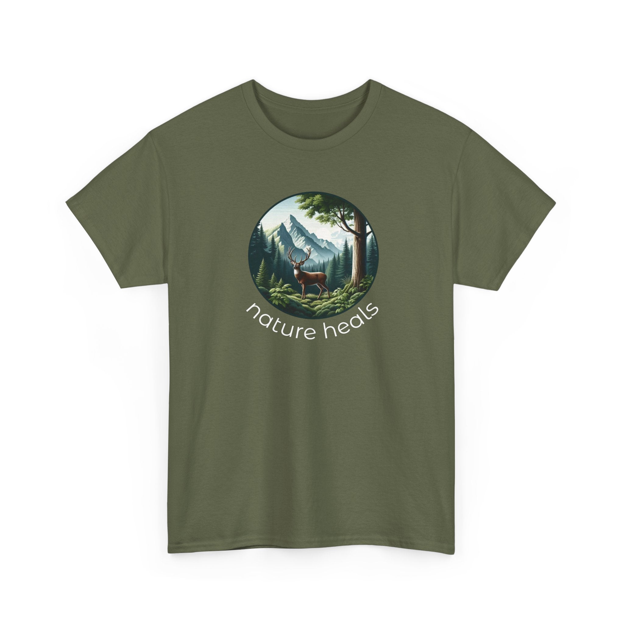 Nature Heals T-Shirt — Scenic Mountain Forest Graphic Tee
