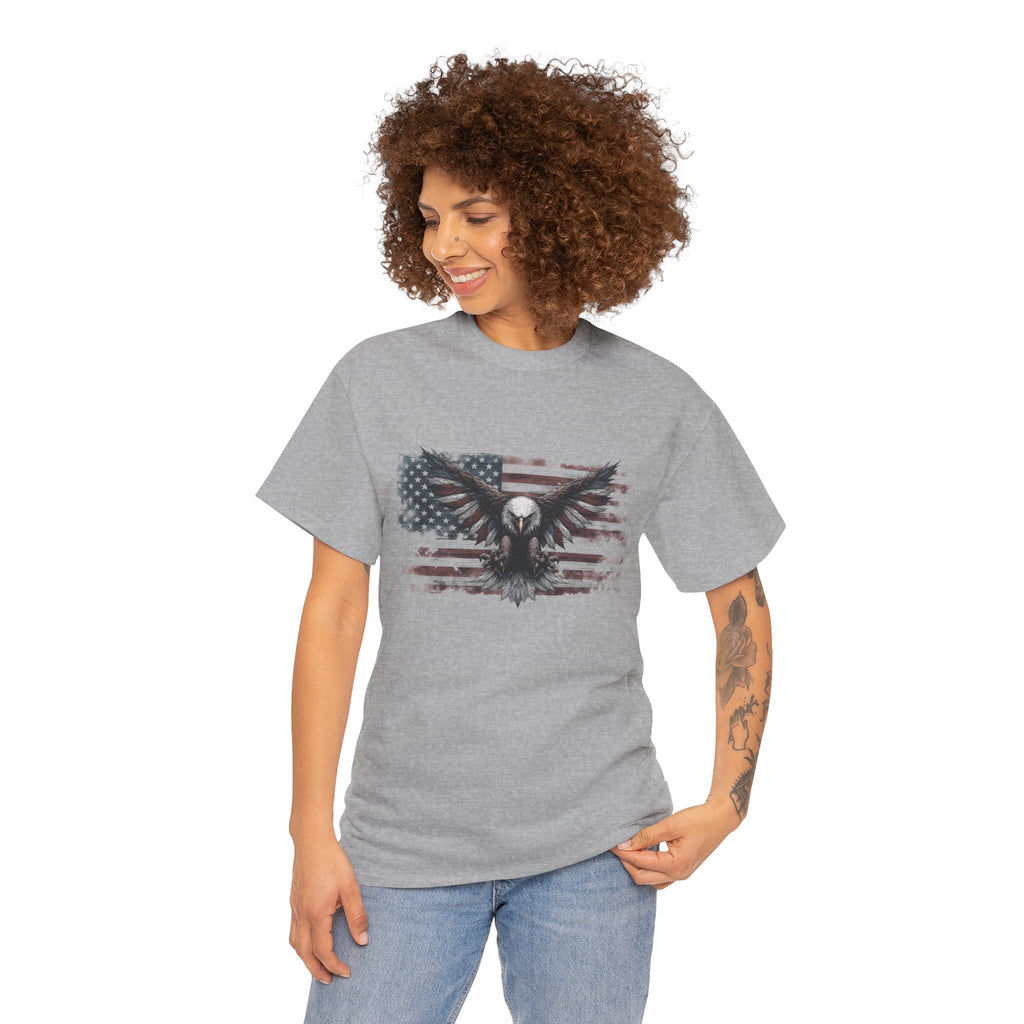Patriotic Eagle T-Shirt — Distressed American Flag Graphic