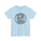 T-Shirt — 'Wander Further' Hiking Boots Graphic Tee — Outdoor Adventure Shirt