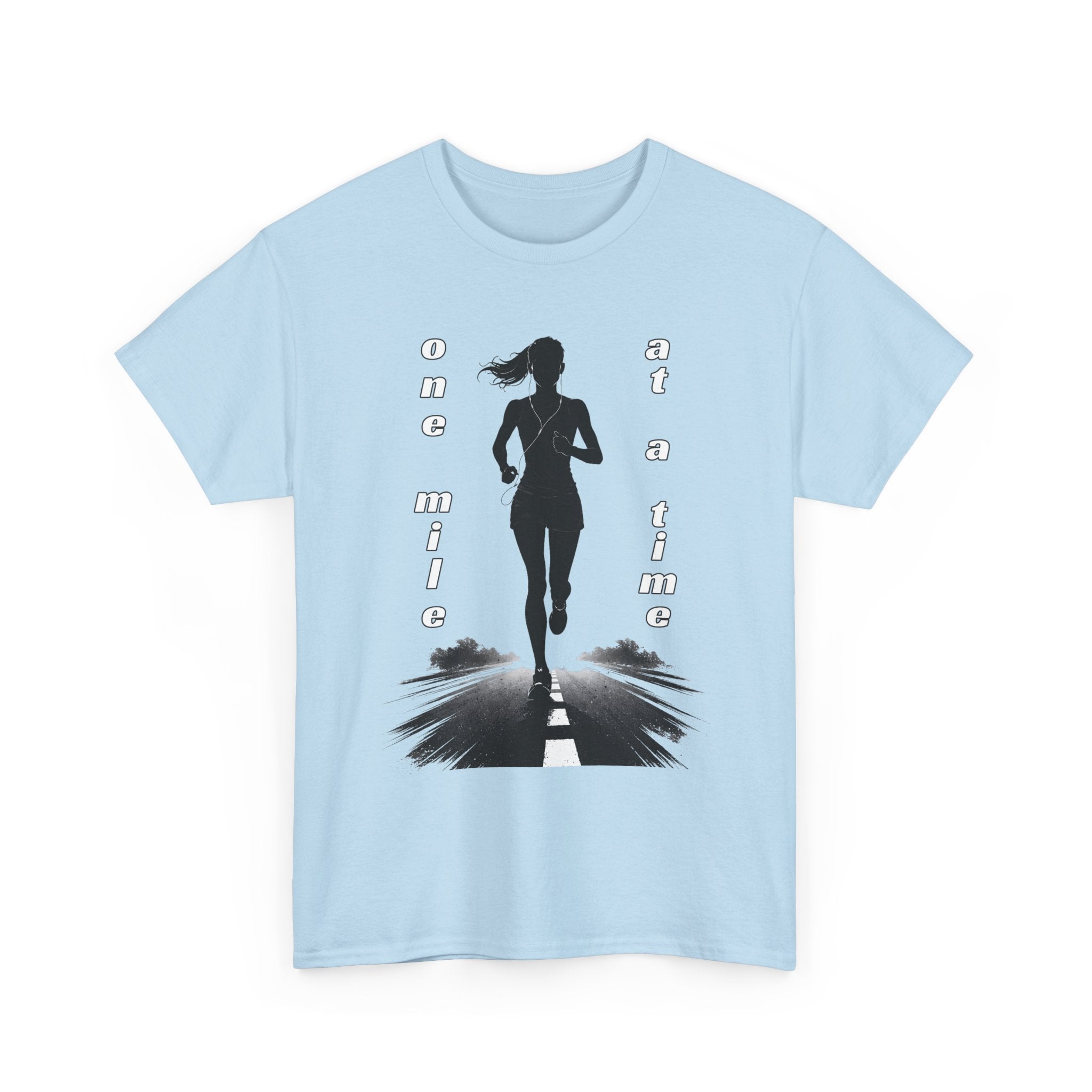 Woman Running Silhouette T‑Shirt – One Mile At A Time Graphic Tee