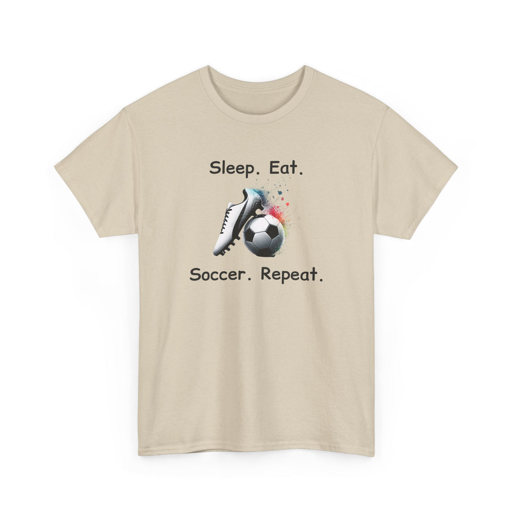 Soccer T-Shirt — "Sleep. Eat. Soccer. Repeat." Youth & Adult Crew Tee