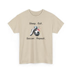 Soccer T-Shirt — "Sleep. Eat. Soccer. Repeat." Youth & Adult Crew Tee