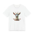 Funny illustrated goat portrait on a black background with bold pun quote text reading ‘You’ve goat to be kidding me!’.