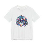 Retro Glitch City T-Shirt — Neon Vaporwave Pixel Tech Devices Tee