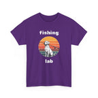 Fishing Lab T-Shirt — Retro Sunset Labrador Fishing Tee for Dog Lovers