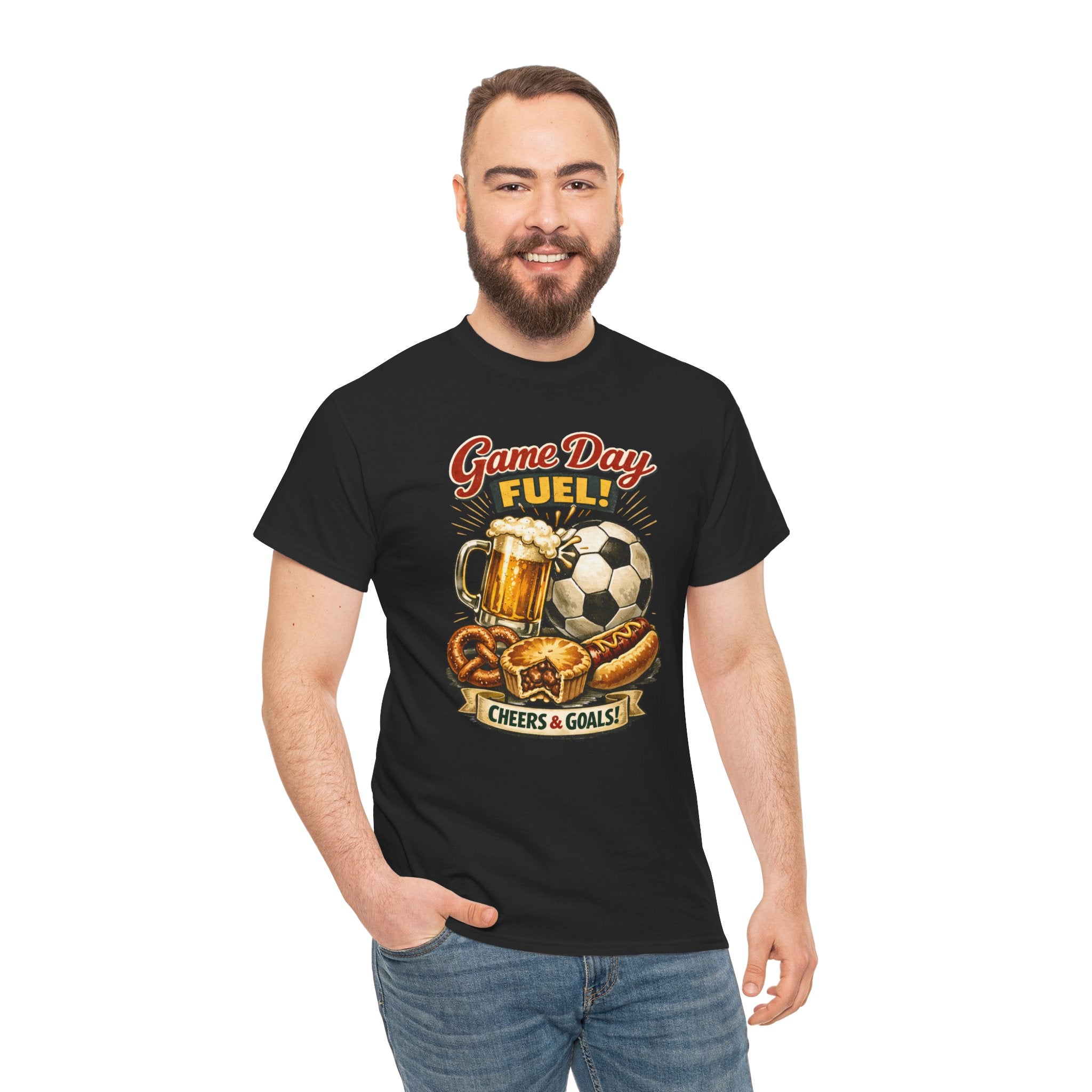 Game Day Fuel Soccer T-Shirt — Cheers & Goals Snack & Beer Graphic Tee