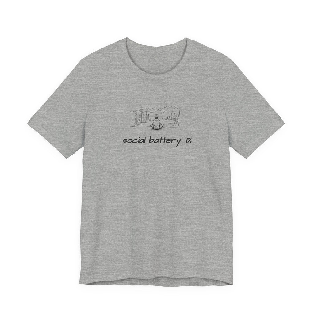 Social Battery Low T-Shirt — Minimal Nature Camping Graphic Introvert Tee