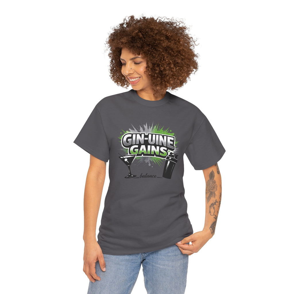 Gin-Uine Gains Tee – Funny Cocktail & Fitness Graphic T-Shirt