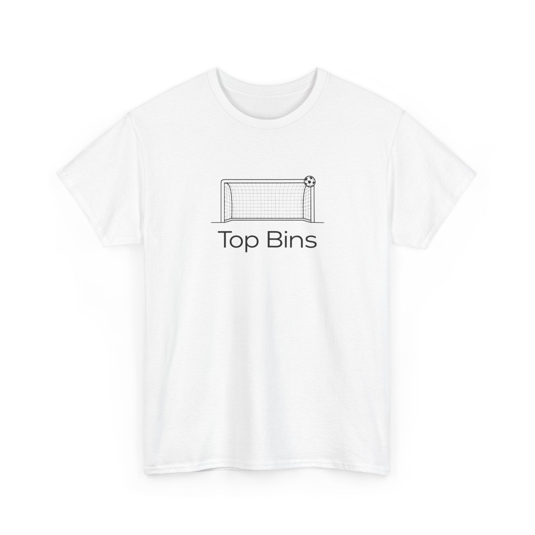 Top Bins T-Shirt – Minimal Soccer Goal Graphic Tee