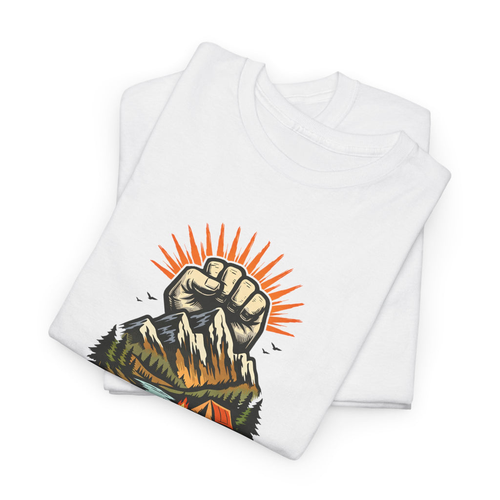 Outdoors for Everyone T-Shirt — Vintage Mountain Fist Camping Tee