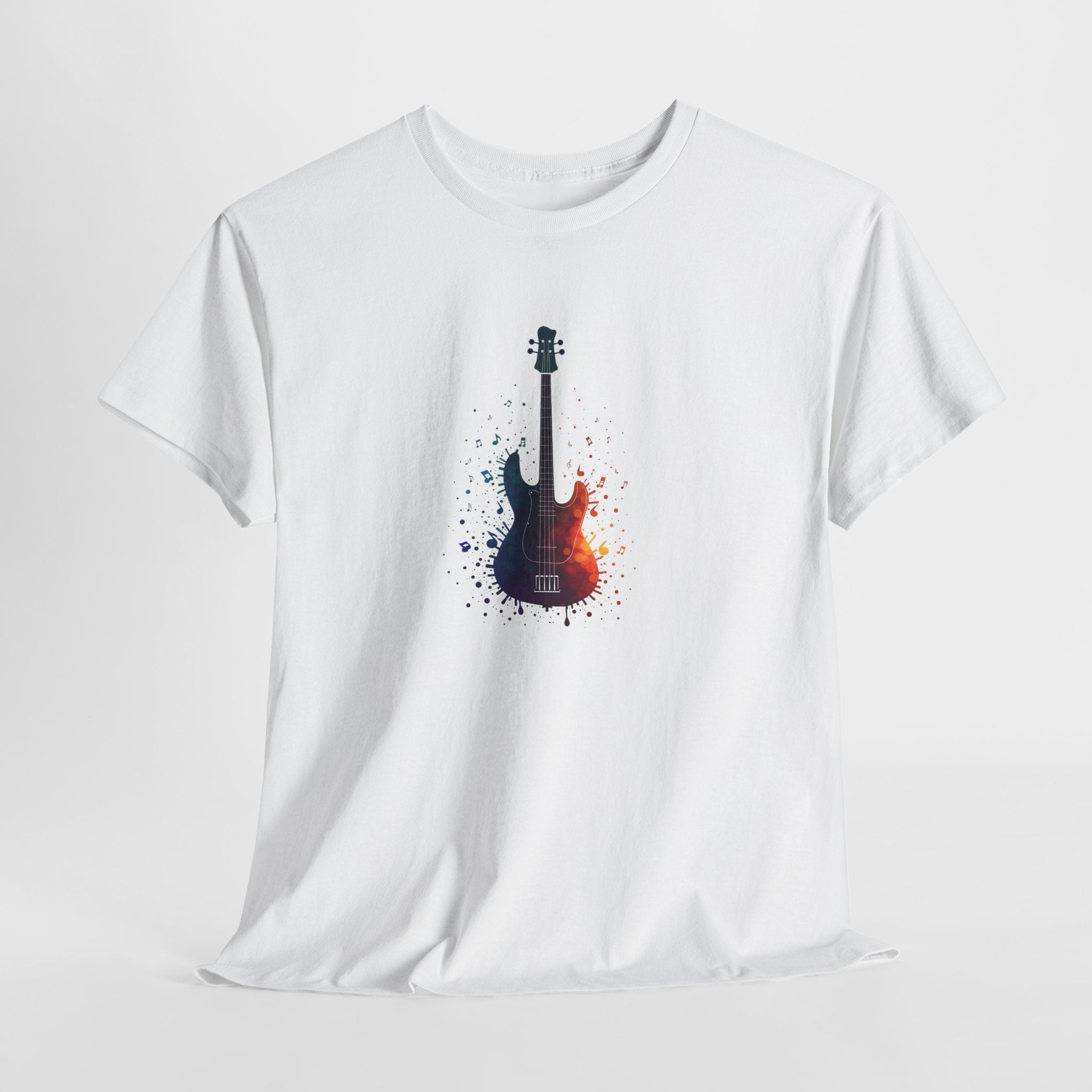 Guitar Splash T‑Shirt — Watercolor Electric Bass Guitar Music Tee