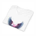 Winged Heart V-Neck Tee — Romantic Angel Wings Heart Graphic Shirt