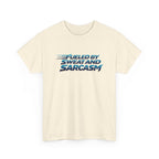 Fueled By Sweat and Sarcasm T-Shirt — Funny Gym Shirt for Workout Lovers