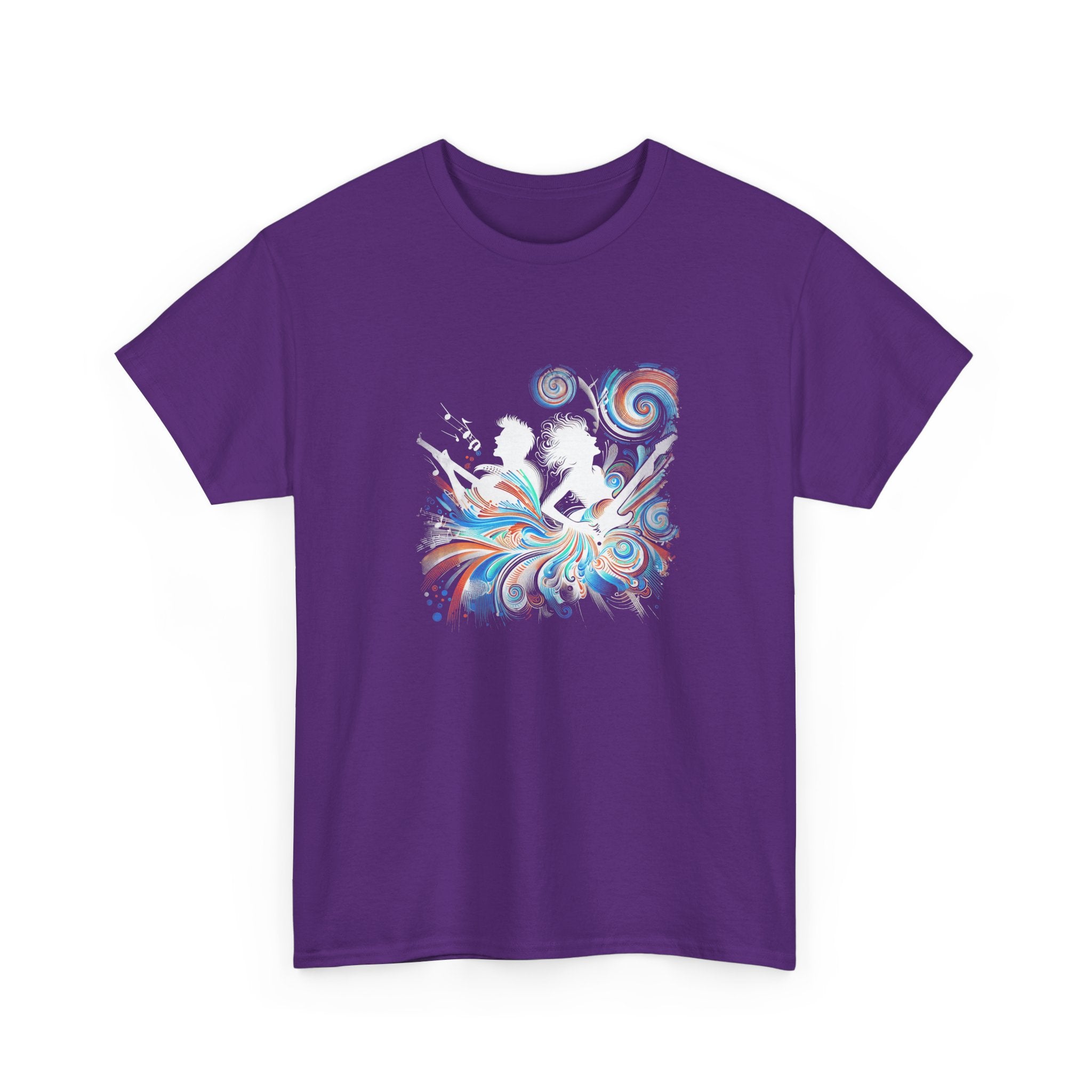 Silhouette Musicians Tee - Artistic Swirl Music Graphic Shirt