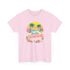 Hello Summer T-Shirt — Tropical Beach Palm Tree Graphic Tee