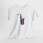 Saxophone Watercolor Tee — Artistic Jazz Instrument Shirt