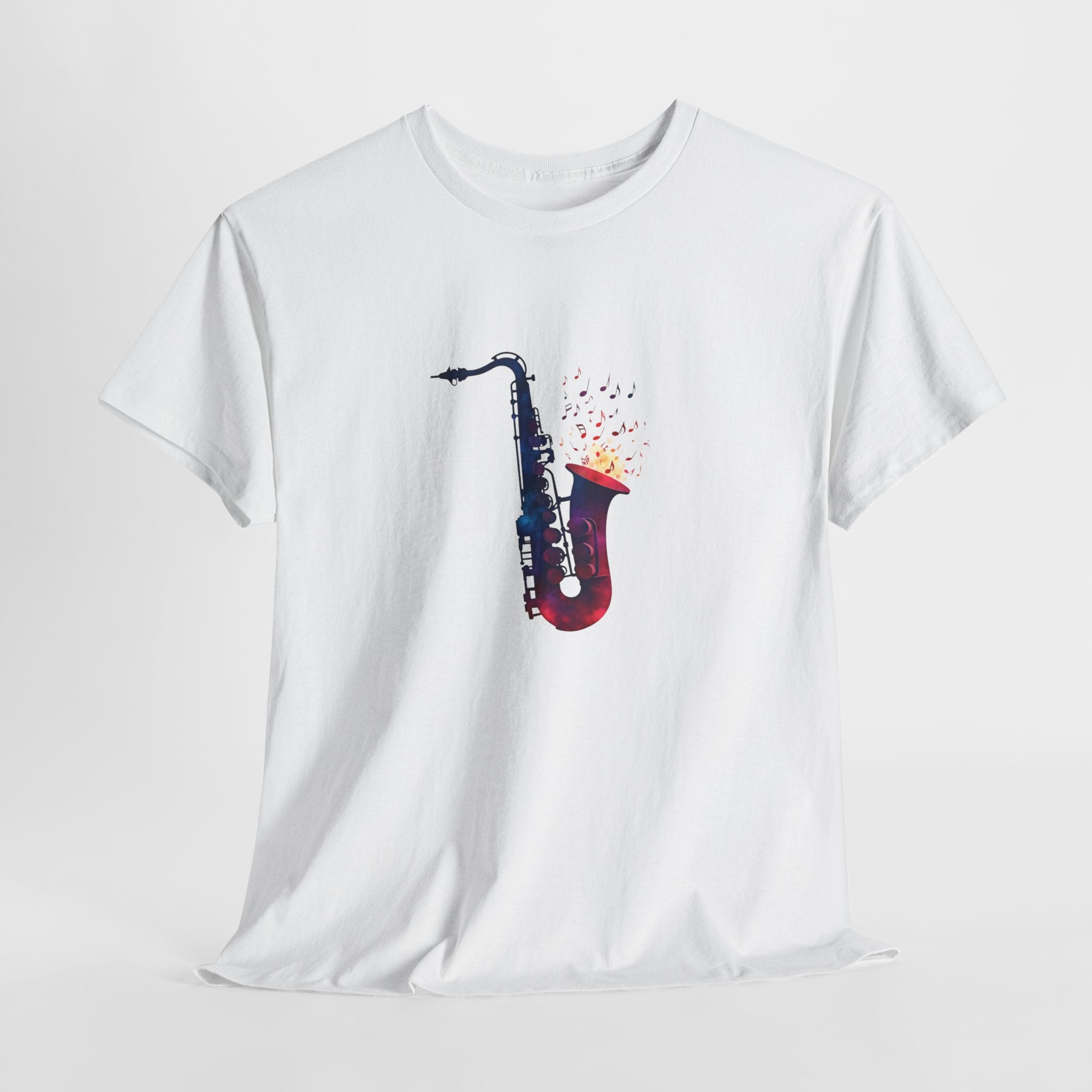 Saxophone Watercolor Tee — Artistic Jazz Instrument Shirt