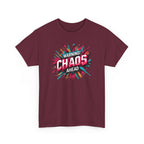 Chaos Ahead Graphic Tee — Warning! Colorful Explosion Design