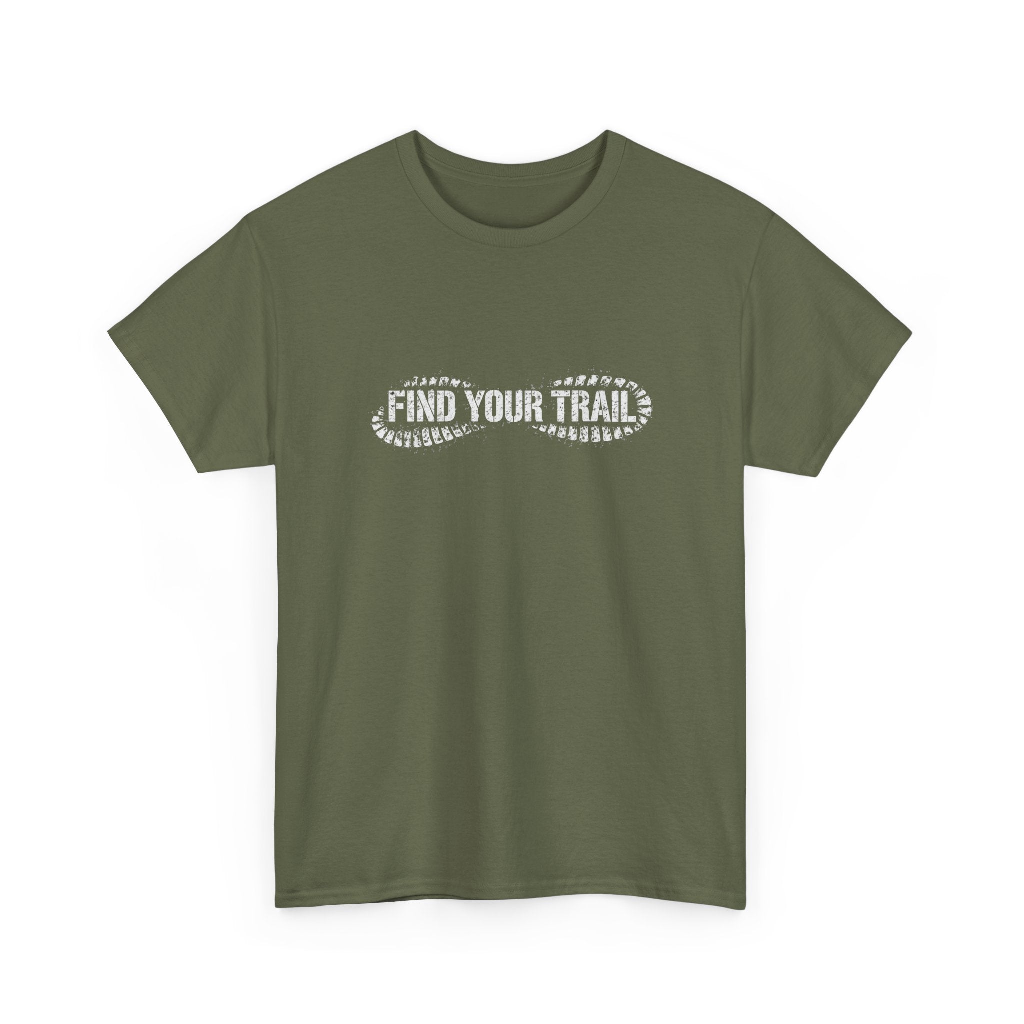 Find Your Trail T-Shirt — Hiking Adventure Tee with Bootprint Design