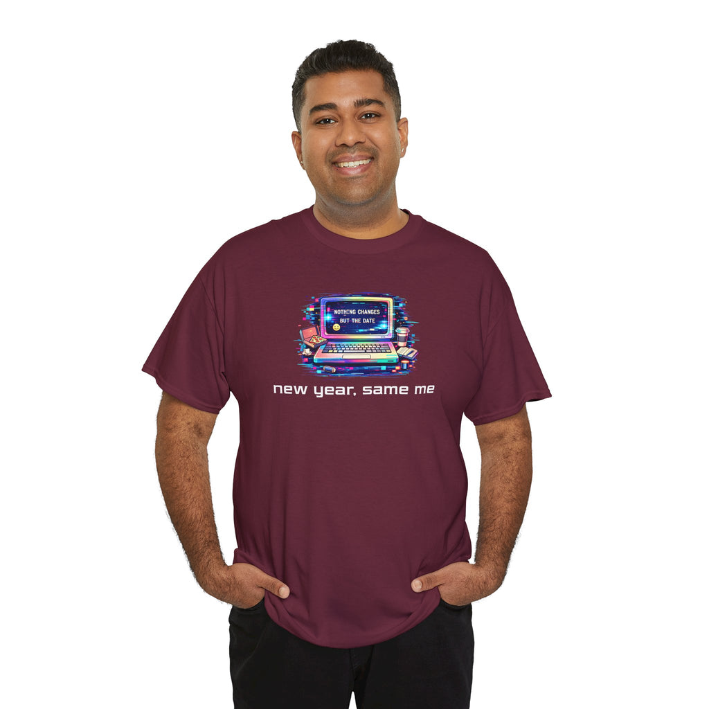 New Year Same Me T‑Shirt — Retro Computer Graphic Tee