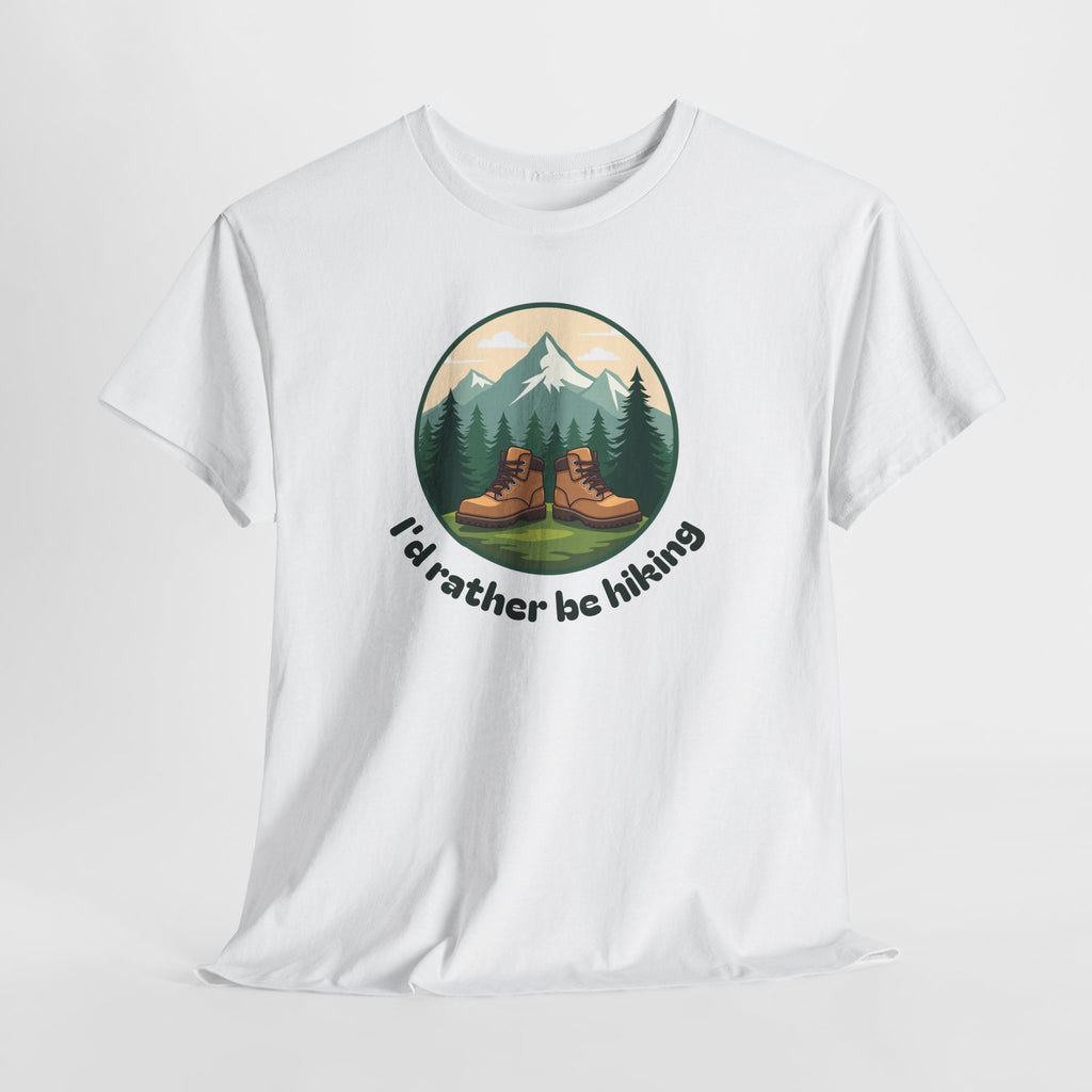 Hiking T-Shirt — 'I'd Rather Be Hiking' Mountain & Camping Graphic Tee