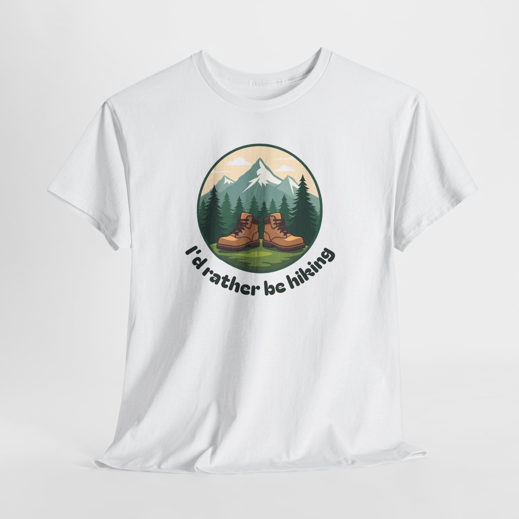 Hiking T-Shirt — 'I'd Rather Be Hiking' Mountain & Camping Graphic Tee