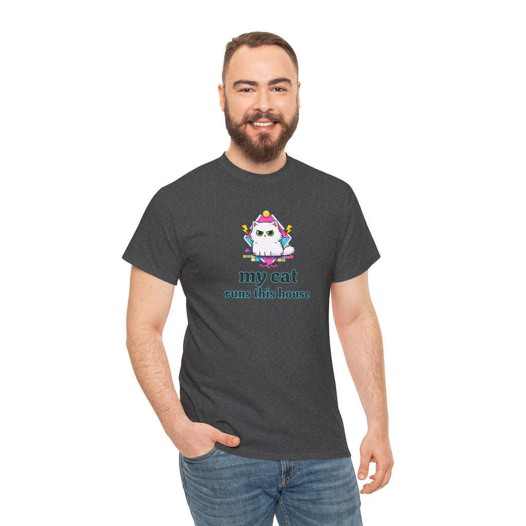 My Cat Runs This House T-Shirt — Cute Cat Graphic Tee for Cat Lovers