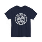 T-Shirt — 'Wander Further' Hiking Boots Graphic Tee — Outdoor Adventure Shirt
