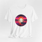 Sunset Fishing T‑Shirt — Retro Ocean Silhouette Tee Woman Fishing