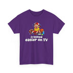 'It Looked Easier on TV' Funny Athletic Sports Fan Graphic T Shirt