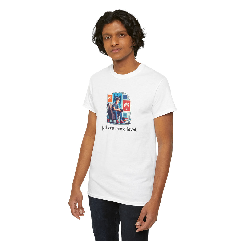 Guy Gamer Arcade T‑Shirt — "Just One More Level" Retro Video Game Tee