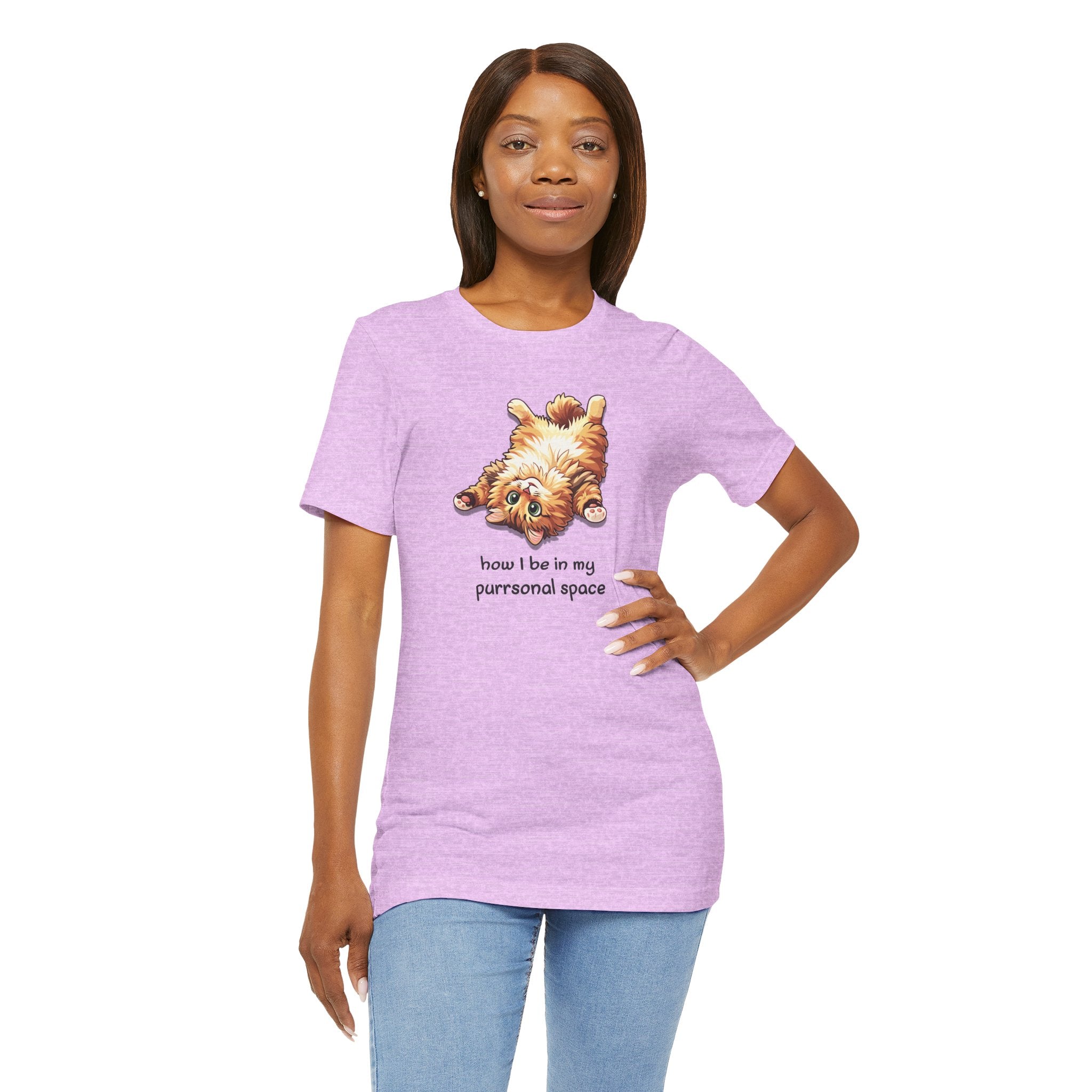 Cat Nap T‑Shirt — "How I Be In My Purrsonal Space" Cute Relaxed Cat Graphic Tee